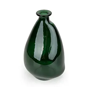 Candlelight Medium Green Gloss Glass Irregular shaped Vase, (H)26cm (D)16cm