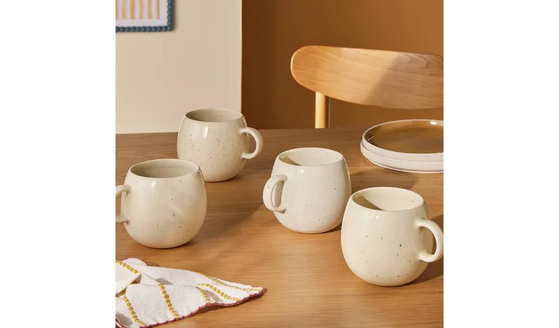 Habitat Evora Set of 4 Stoneware Mugs - Natural