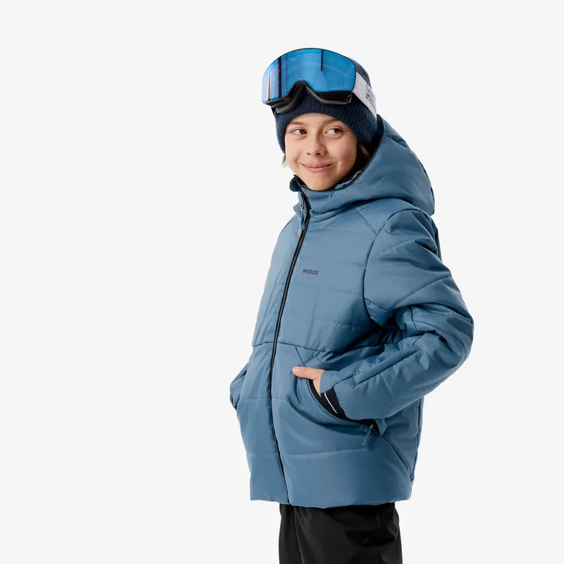WEDZE Kids' Skiing Warm Padded Jacket 100 WARM, 6-14 Years - Blue