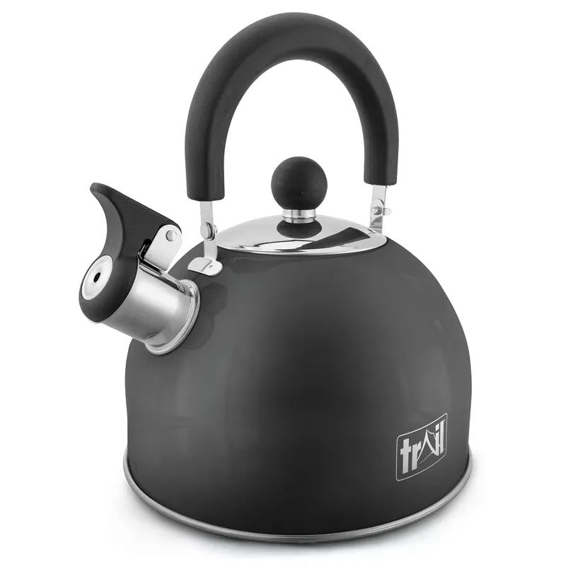 TRAIL OUTDOOR LEISURE 2L Whistling Kettle Stove Top Camping Stainless Steel Fast Boil Folding Handle