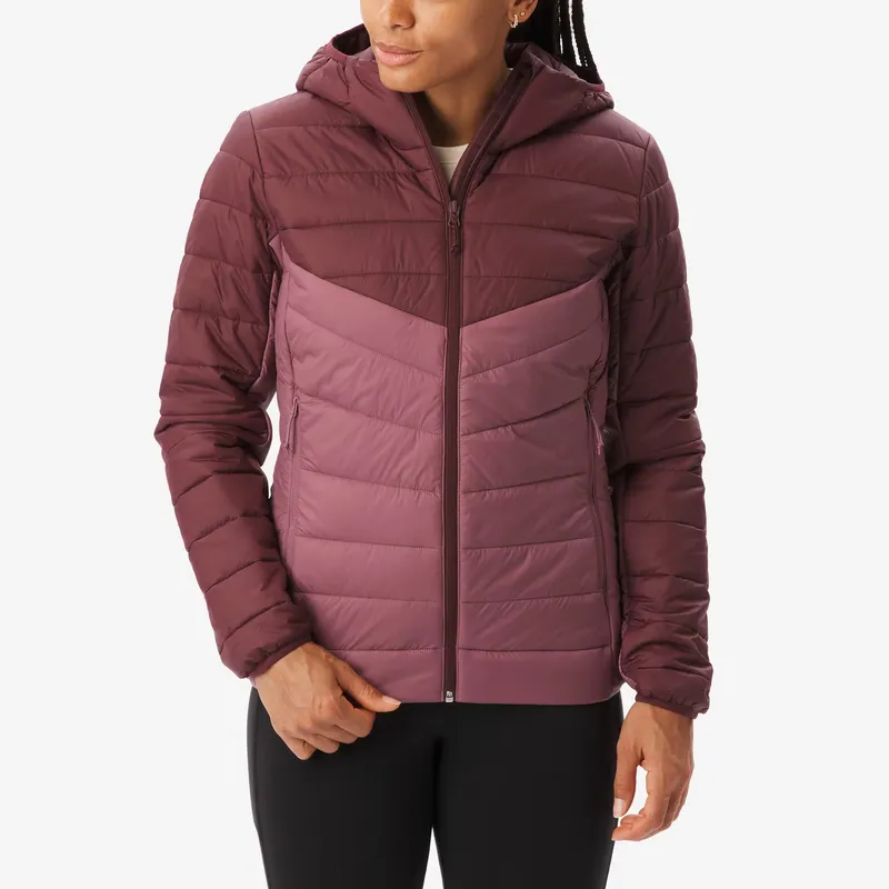 QUECHUA Women’s hiking warm padded jacket -6°C MH500 - Burgundy