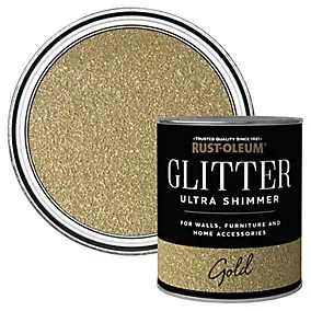 Rust-Oleum Ultra Shimmer Gold Glitter effect Mid sheen Multi-surface Topcoat Paint glitter, 750ml
