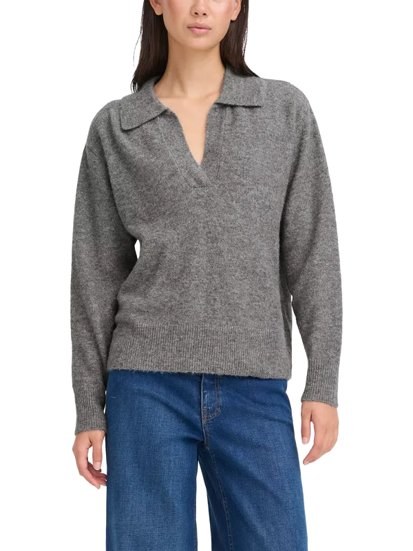 ICHI Macon Long Sleeve Collared Jumper