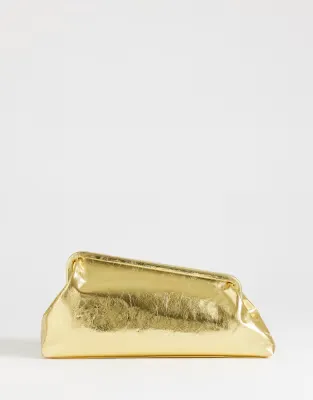 Anna medium angular clutch bag in gold