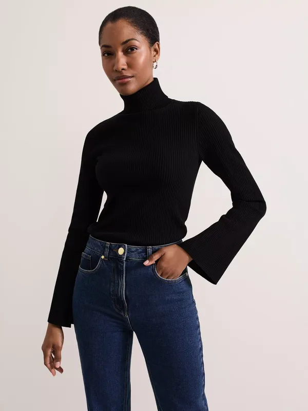 Phase Eight Fran Ribbed Roll Neck Jumper