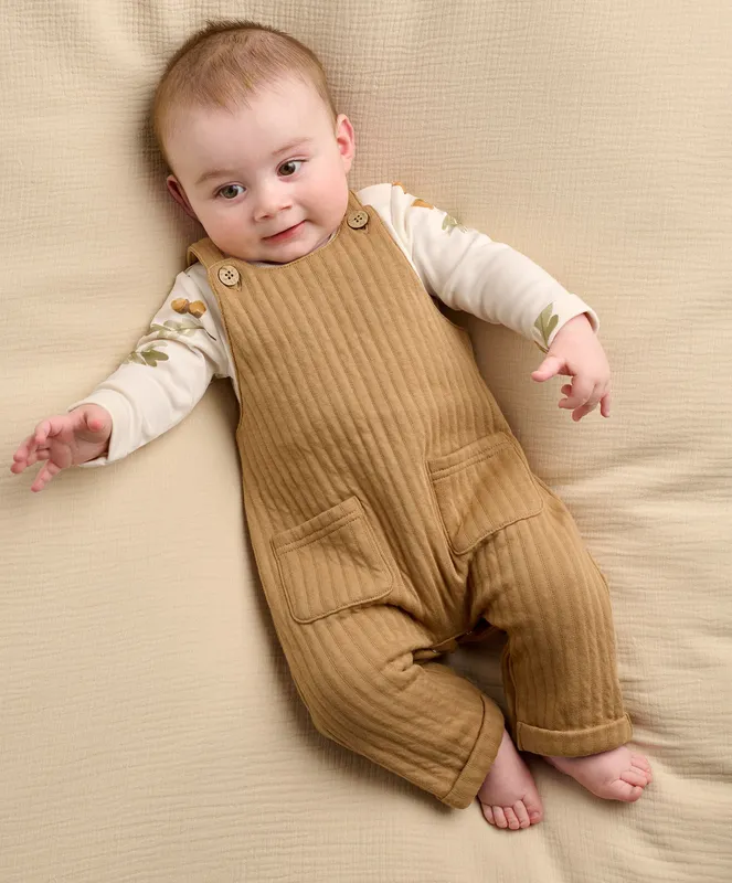 Mamas & Papas Dungaree & Acorn Bodysuit Outfit Set