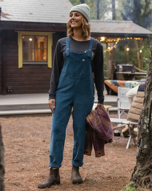 Passenger Clothing Meadows Cotton Cord Dungarees - Tidal Blue