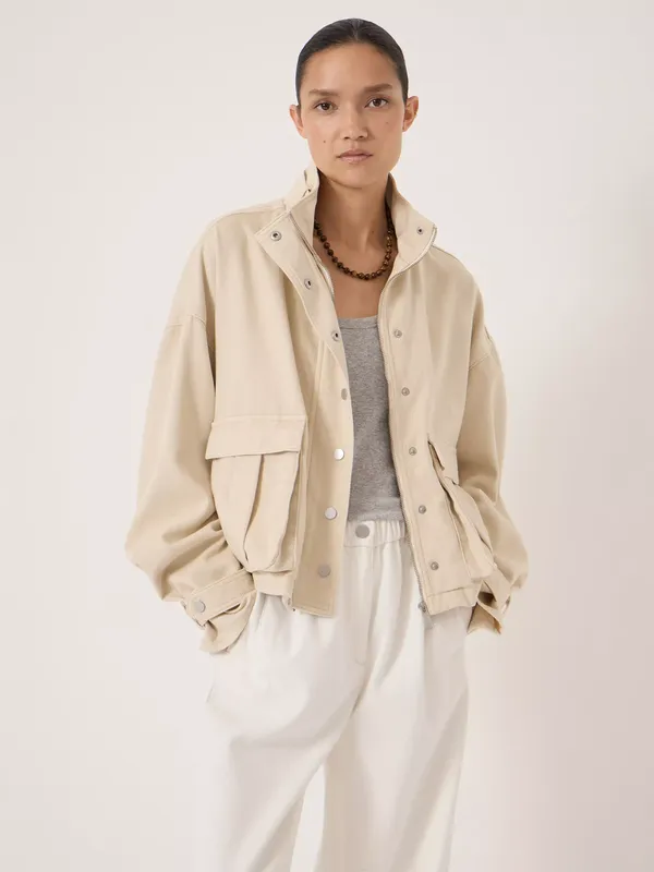 HUSH Melinda Supersoft Denim Funnel Neck Jacket