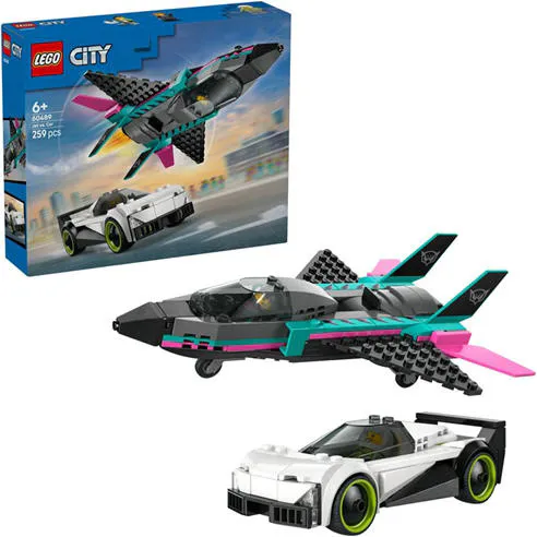 LEGO City Jet vs. Car Toy – Vehicle Model Kit for Kids 60489