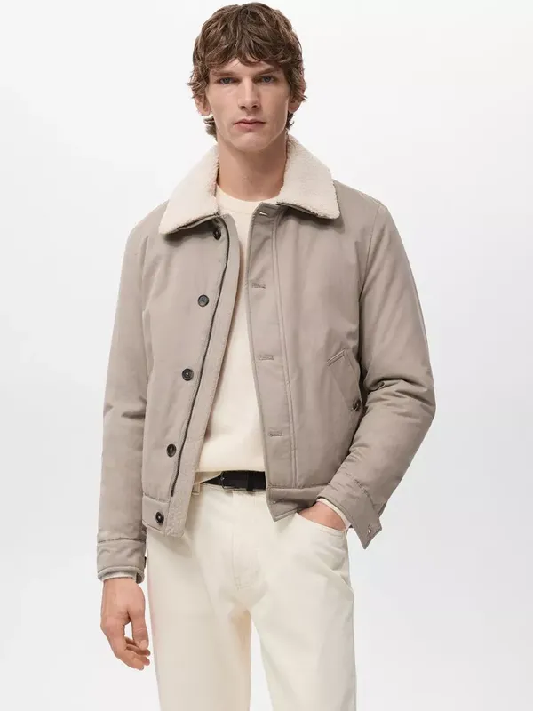 Mango Brian Aviator Jacket, Pastel Brown