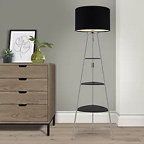 Aspen Black Chrome effect Floor lamp