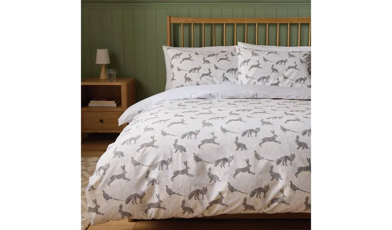 Argos Home Hare Print White Bedding Set