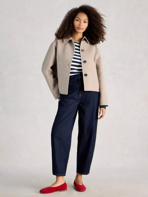 White Stuff Aden Boxy Wool Blend Jacket, Grey