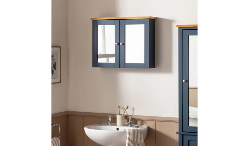 Argos Home Livingston Double Mirrored Wall Cabinet - Blue