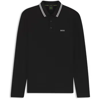 Boss Mens BOSS GREEN Plisy Long Sleeve Polo Shirt with Logo Detail