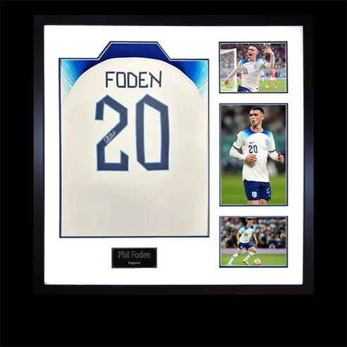 The Fan Cave Phil Foden Signed England Shirt Elite Frame