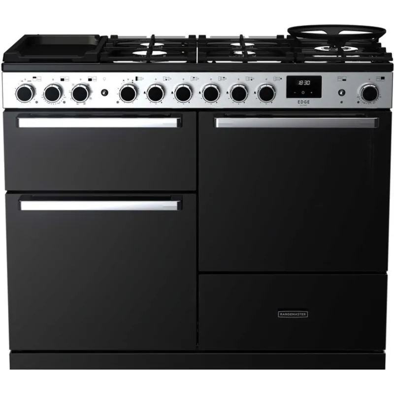 Rangemaster Edge Deluxe 110 110cm Dual Fuel Range Cooker - EDDLO110DFGBLK/CM1