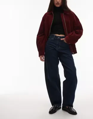 loose tapered work jeans in dark indigo