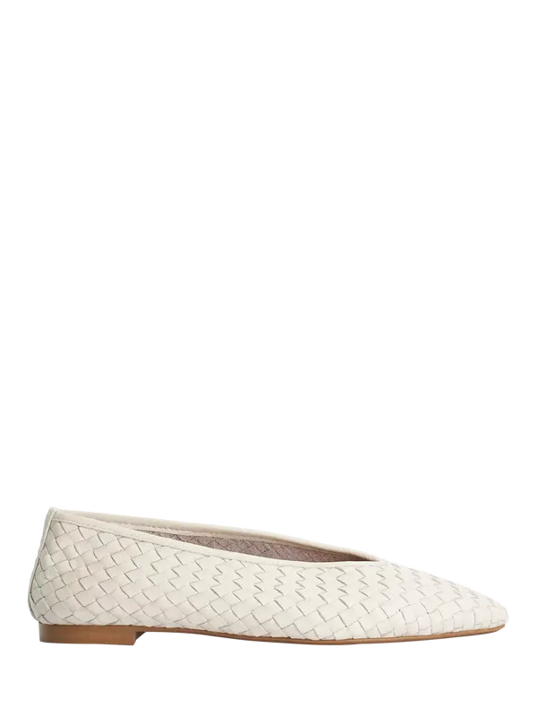 Dune London Henlee Woven Leather Pointed Ballerina Pumps