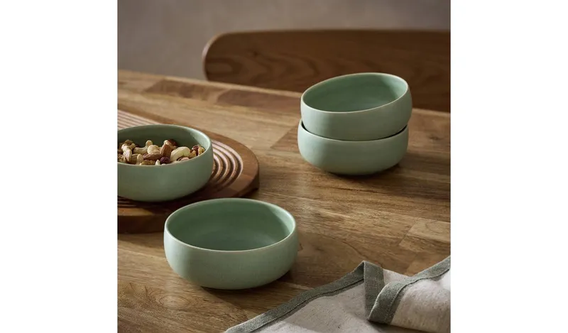 Habitat 3 Piece Reactive Stoneware Nibble Bowls - Green