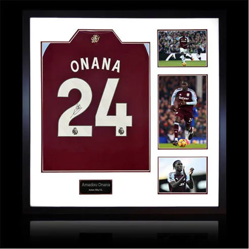 The Fan Cave Amadou Onana Signed Aston Villa Shirt Elite Frame
