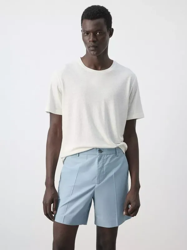 Mango Slim Fit Linen Rich T-Shirt