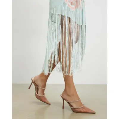 Rose Gold Diamante Mesh Court Heels