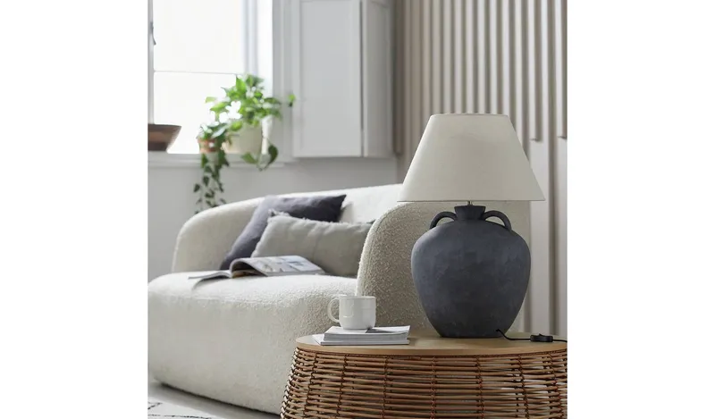 Habitat 59cm Oversized Ceramic Table Lamp - Grey & White