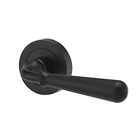 Colours Leba Black Iron effect Straight Latch Door handle (L)116mm