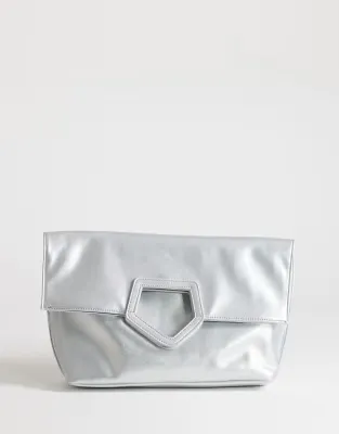 Gregry oversized folded clutch bag in silver