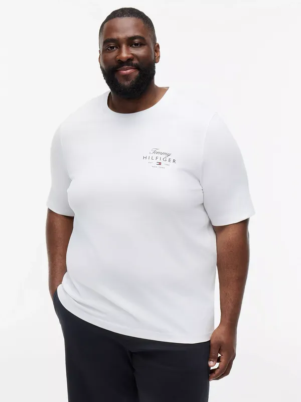 Tommy Hilfiger Plus Crew Neck Cotton T-Shirt, White