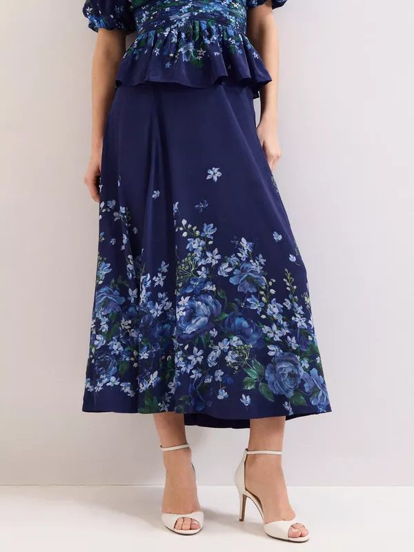 Phase Eight Maeve Midi Skirt, Navy