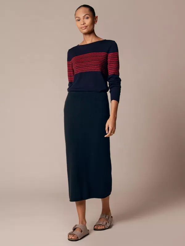 Celtic & Co. Pure Wool Midi Skirt, Dark Navy