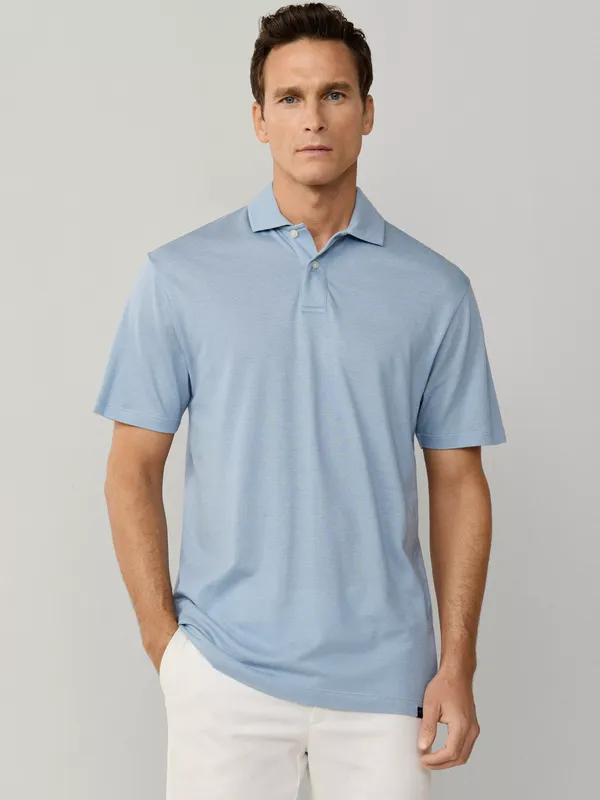 Hackett London Pique Polo Shirt, Dusty Blue