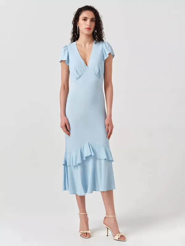 Ghost Corinne Frill Crepe Dress