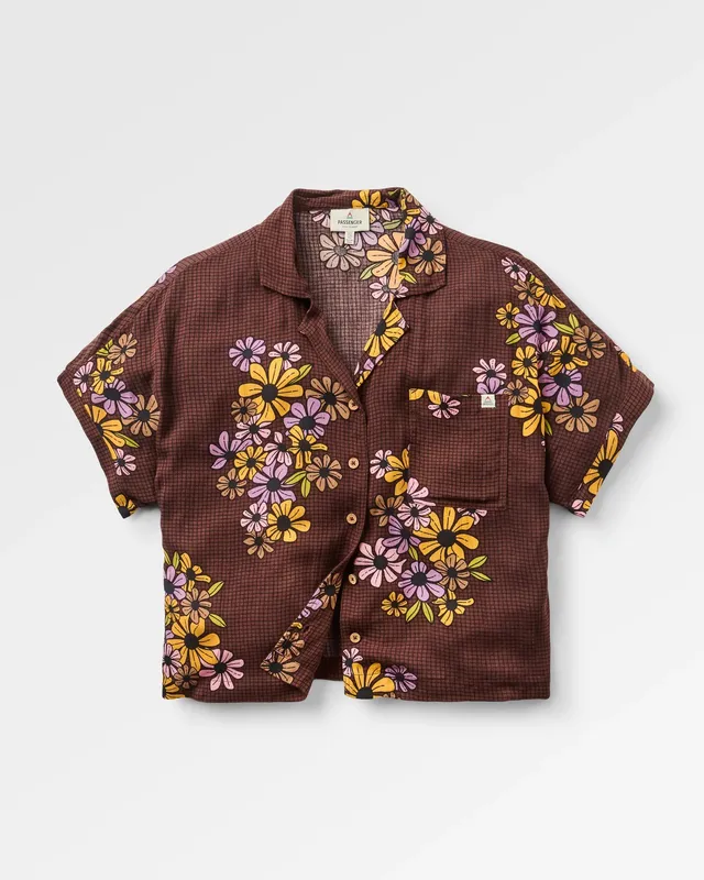 Passenger Clothing Arden Short Sleeve Shirt Eco Vero - Floral Grid Espresso