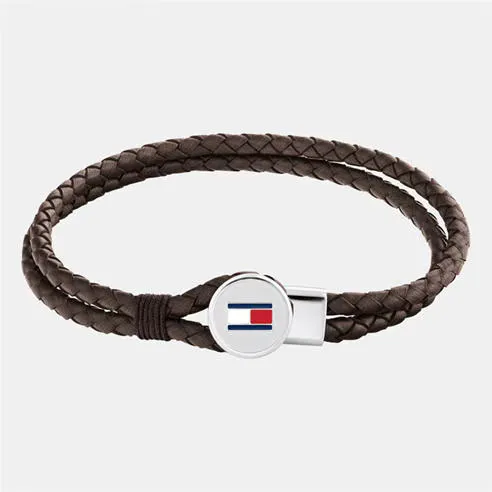 Tommy Hilfiger Men’s Braided Leather Bracelet