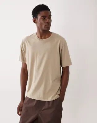 oversized washed t-shirt in beige