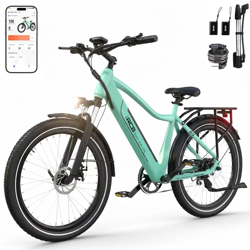 RCB Electric Hybrid Bike G5 27.5" Urban Commuter APP/NFC 30-50km Range,BLUE