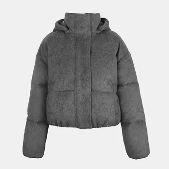 Jack Wills Women's Wind Resistant Detachable Hood Long Sleeve Short Puffer Jacket