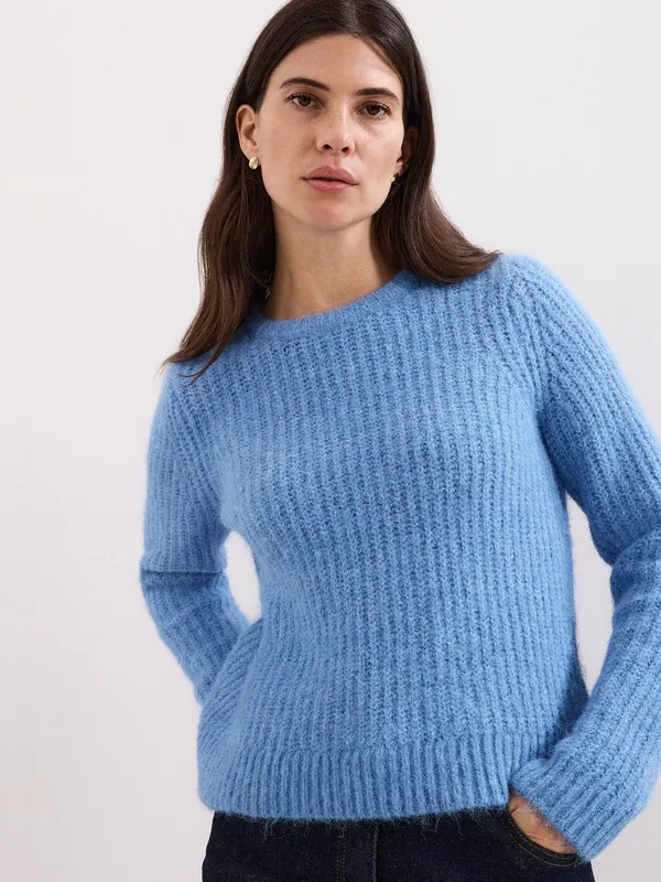 Phase Eight Billie Crew Neck Jumper, Blue
