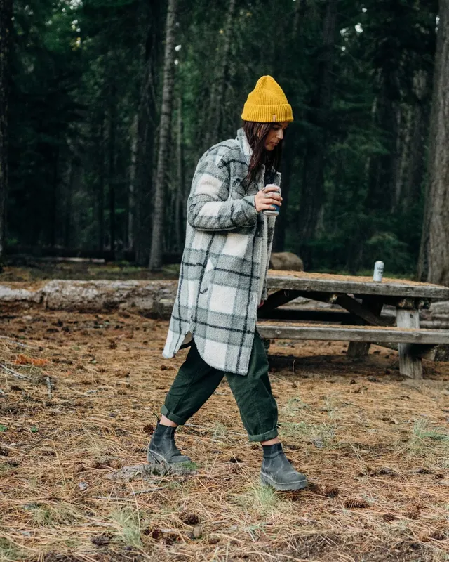 Passenger Clothing Cloudy Sherpa Fleece Shirt - Pistachio Check