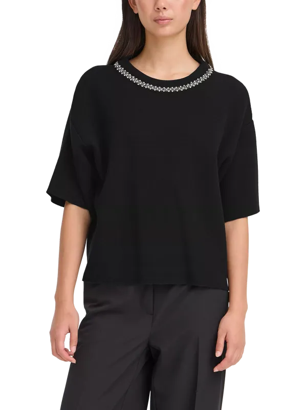 ICHI Dorise Embellished Crew Neck Jumper