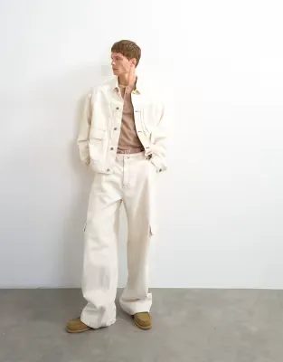 oversized fit denim jacket in natural