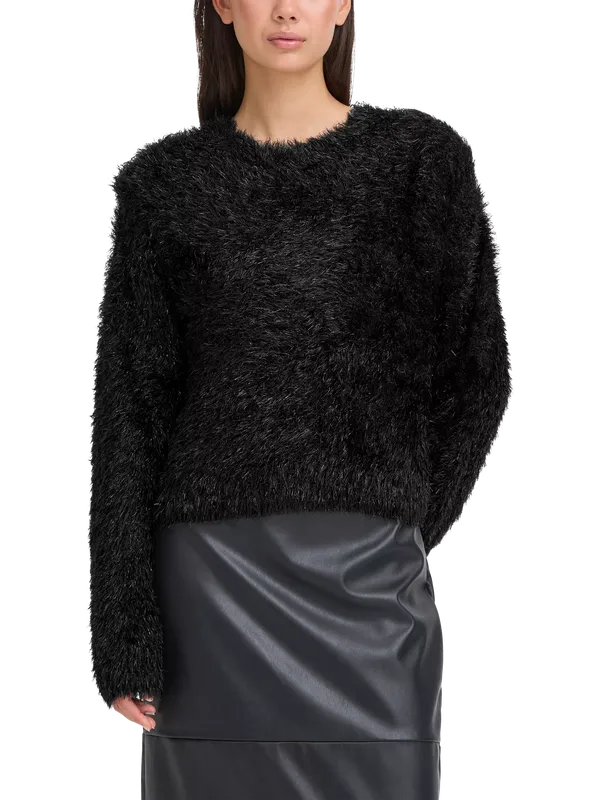ICHI Blizi Eyelash Knit Sparkle Jumper, Black