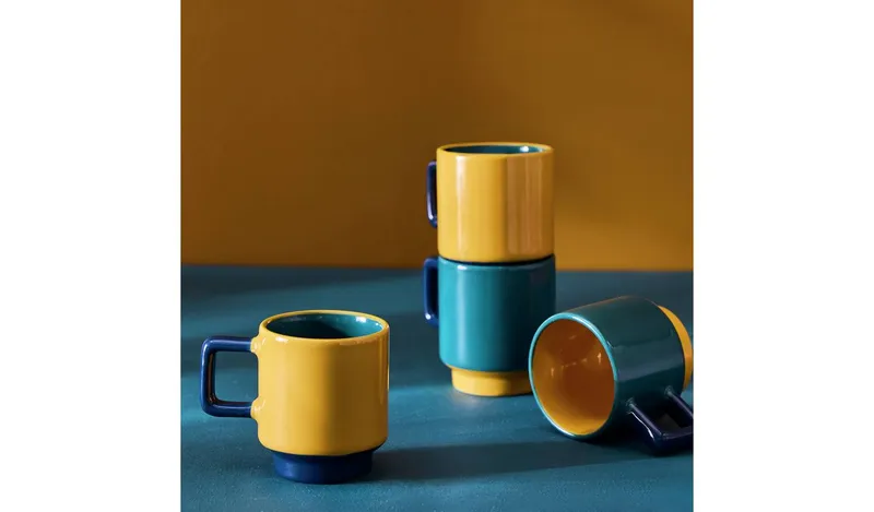 Habitat Colour Block Stacking Espresso Pack of 4