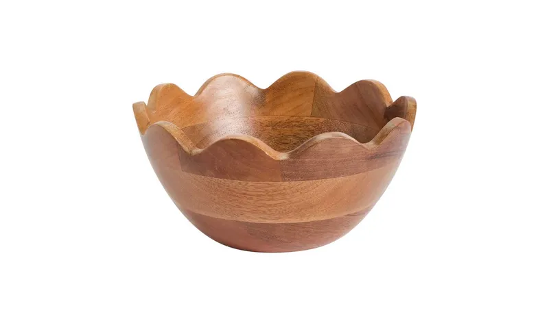 Habitat Wooden Scalloped Salad Bowl