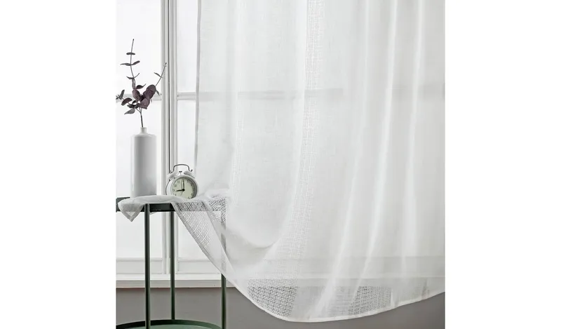 Habitat Linen Look Ladder Voile Curtain - White - 140x229cm
