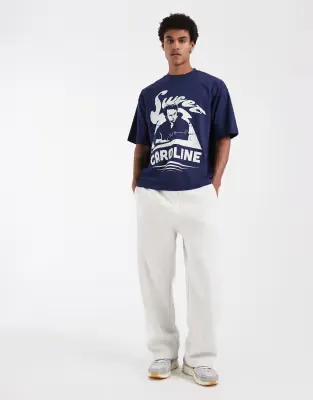 oversized tee with Neil Diamond Sweet Caroline print in Navy