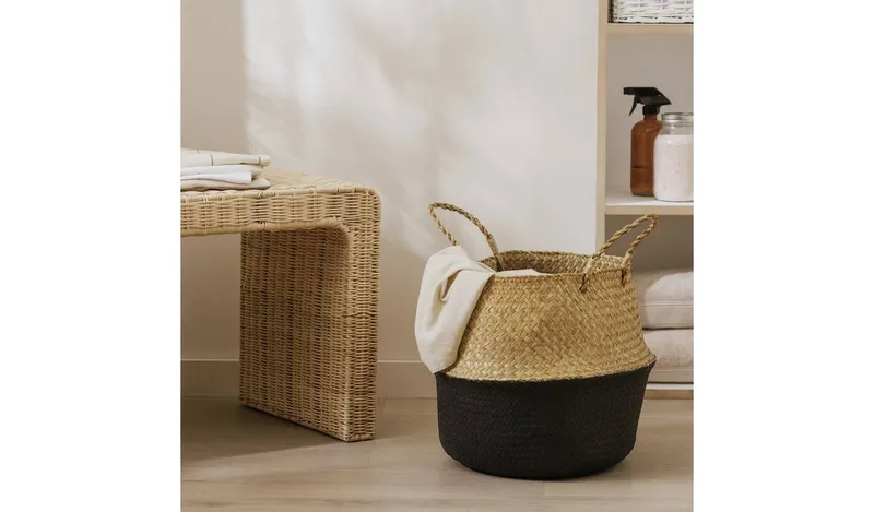 Habitat Seagrass Belly Storage Basket - Two Tone Black